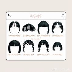 an image of different hairs styles and haircuts for anime character dolls, with the names