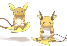 two cartoon animals sitting on top of each other in different positions, one is yellow and the other is brown