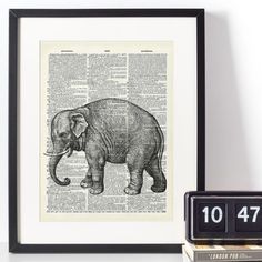 an elephant is shown on top of a book page with the number forty seven below it