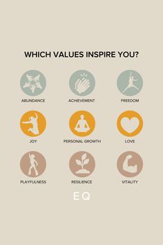 an info sheet with the words which value inspire you? and various icons on it