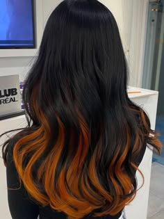 Black And Orange Hair, Ginger Hair Inspo, Hidden Hair Color, Best Hair Dye, Long Black Hair