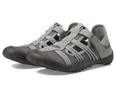 JBU Josie Water Ready - Women's Shoes : Grey/Pale Teal : Take on your water adventures feeling comfortable wearing the JBU Josie Water Ready Shoes that come with a raised round toe and hook-and-loop closure. The shoes are expertly crafted with a polyurethane mesh upper with stiched details, lycra polyurethane lining, and EVA footbed. Slip-on fit. Thermoplastic rubber outsole. Imported. Measurements: Weight: 8.76 oz Product measurements were taken using size 6, width M. Please note that measurements may vary by size. Water Adventure, Shoes Grey, 8 M, Product Reviews, Women's Shoes, Slip On, Size 6, Mesh, Bike