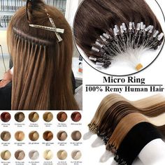 (eBay) 200PCS Micro Ring Loop Tip Real Remy Human Hair Extensions Micro Beads Link Hair Hair Extensions Styles, Glue In Hair Extensions, Micro Bead Hair Extensions, Micro Loop Hair Extensions, Diy Hair Extensions, Beaded Hair Extensions, Micro Ring Hair Extensions, Micro Beads, Straight Hair Extensions