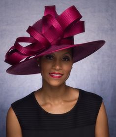 Chenille & Ribbon Hat Kentucky Derby Hats With Structured Crown, Formal Hat With Structured Crown For Royal Ascot, Formal Fitted Hat With Curved Brim, Elegant Pink Adjustable Fedora, Luxury Formal Hats With Structured Crown, Chic Hat With Structured Crown, Chic Fitted Hats With Curved Brim, Fitted Curved Brim Hats For Formal Occasions, Royal Ascot Formal Hat With Structured Crown