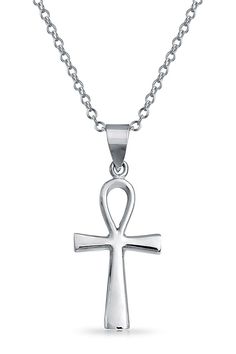 Polished sterling silver Ankh Egyptian cross pendant necklace. Spring ring clasp. Approx. 18" length. Imported Ankh Egyptian, Boss Fashion, Egyptian Cross, Ankh Necklace, Bling Necklace, Jewelry Sterling Silver, Cross Pendant Necklace, Rich Girl, Bling Jewelry