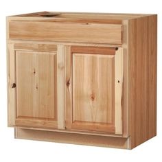 a wooden cabinet with three doors and two drawers