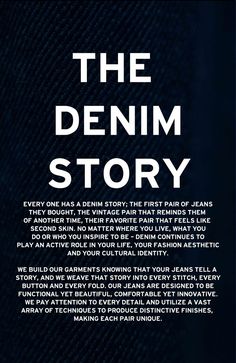 the denim story is written in black and white