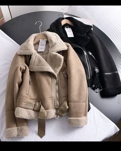 #jacket #clothing #style #fashion Brown Faux Leather Outerwear For Winter, Brown Faux Leather Winter Outerwear, Brown Faux Leather Biker Jacket For Winter, Winter Beige Faux Leather Outerwear, Lamb Jacket, Suede Shorts, Casual Chique, Winter Chic, Winter Outerwear