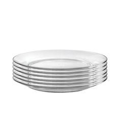 stack of silver plates on white background