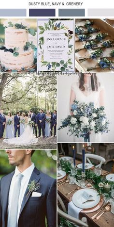 the wedding color scheme is blue and green