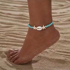 Starfish Shell Beaded Adjustable Anklet Ankle Bracelet Collar Conchas, Beaded Starfish, Cute Anklets, Handmade Anklets, Beachy Jewelry, Preppy Jewelry, Beaded Ankle, Beaded Anklet, Ankle Jewelry