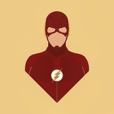 the flash is standing in front of a yellow background