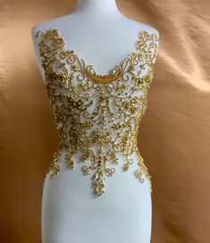 Glitter Photo Shoots, Gold Lace Dresses, Full Gown, Beaded Wedding Dress, Bodice Applique, Gold Applique, Rhinestone Flats, Wedding Dresses Beaded, Etsy Wedding Dress