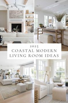 coastal modern living room ideas with white furniture and neutral colors, including beige couches