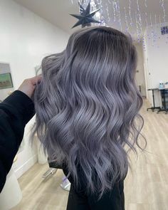 Priscilla Hoang // Hairstylist on Instagram: "J E N N Y Babyhighlights by yours truly Toned by @beautysby_chuc Insured with @k18hair" Dark Ash Grey Hair Color, Blue Gray Hair, Lilac Silver Hair, Lilac Grey Hair, Ash Gray Hair Color, Ash Grey Hair, Blue Grey Hair, Dark Grey Hair, Hair Things