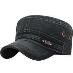 PRICES MAY VARY. Size: Circumference: 55-60cm/21.6-23.6 inches; Brim Width: 6cm/2.4 inches, Hat Height: 8cm/3.1 inches, the size is slightly different due to manual measurement. The buckle on the back can be adjusted to your needs, stay away from being too tight or too loose, without deforming or discoloring. Breathable Fabric: This flat top cap is made of vintage durable washed cotton material, unisex, soft, light and comfortable. Function: The comfortable and breathable sweatband has the funct Military Hat With Flat Bill For Outdoor Activities, Military Flat Bill Hat For Outdoor Activities, Black Snapback Flat Cap For Outdoor Activities, Outdoor Flat Cap, Military Style Flat Cap For Outdoor, Military Style Outdoor Baseball Cap, Outdoor Visor Cap, Adjustable Flat Cap For Outdoor, Black Flat Cap For Outdoor Activities