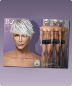 the front and back of a male model with white hair