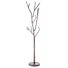 a tall metal tree with no leaves on it's branches, in front of a white background