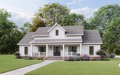 this is a computer rendering of these country house plans for small homes with porches