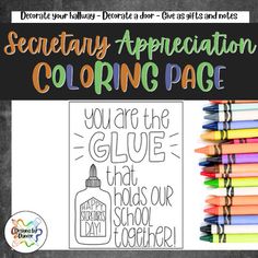 a coloring page for elementary students with colored crayons on it and the words secondary appreciation