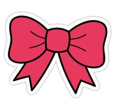 a pink bow sticker on a white background