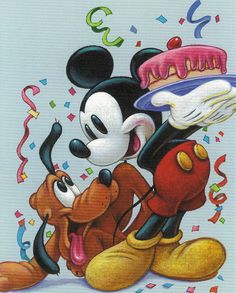 mickey and minnie mouse celebrating their first birthday