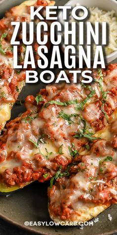 keto zucchini lasagna boats on a plate