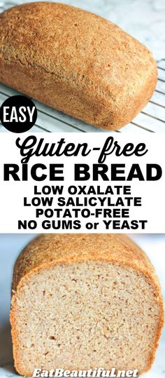 Rice Bread Recipe, Low Oxalate Recipes, Diet Bread, Gluten Free Sandwich Bread, Yeast Free Breads, Gluten Free Yeast Free, Low Oxalate, Rice Bread