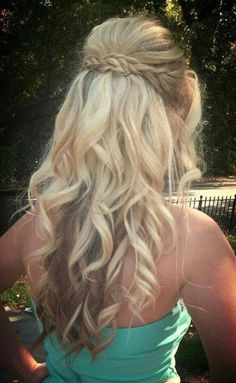 Sydney's hair Waterfall Braid With Curls, Prom Hairstyle, Dance Hairstyles, Hair Styles 2014, Braids With Curls, Popular Haircuts, Bohol, Formal Hairstyles, Wedding Hair And Makeup