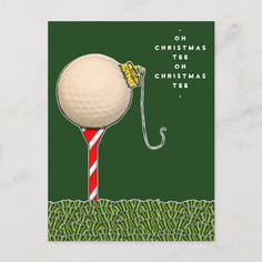 a golf ball on a tee christmas card