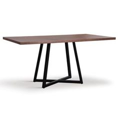 a wooden table with black metal legs on an isolated white background for use as a design element