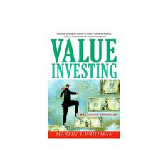 the book cover for value investing by martin j whitman, with an illustration of a man jumping over money