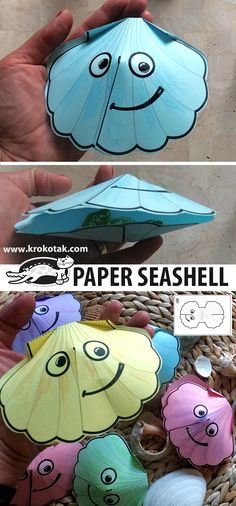 paper seashells that look like they have eyes on them