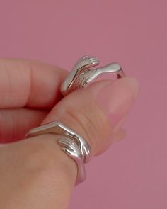 Handcrafted! Unique Design! Comfortable to Wear! Unique Solid 925 Sterling Silver Hugging Hands Ring! This Love Hug Ring is very meaningful. Do you want to show that you care about someone or just want to give a hug to someone who is far away? It is a perfect way to show your love and support for your loved ones. Superior quality and craftsmanship! Hug Ring, Unique Silver Rings, Free Hugs, Ring Hand, Love Hug, Hand Ring, Jewelry Unique, Ring Silver, Rings Statement