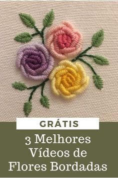 three flowers with the words, 3 melhores videos de flores bordaas