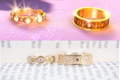 three different types of wedding bands and rings