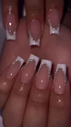 Bday Nails, Easy Nails, Girly Acrylic Nails, French Tip Acrylic Nails, Classy Acrylic Nails, Short Square Acrylic Nails, Polish Colors, Pink Acrylic Nails, New Year's Nails