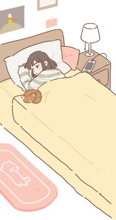 a girl is sleeping in her bed with an alarm clock on the wall behind her