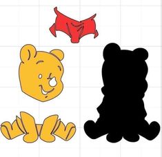 the silhouettes of teddy bears are shown in black, white, and red colors