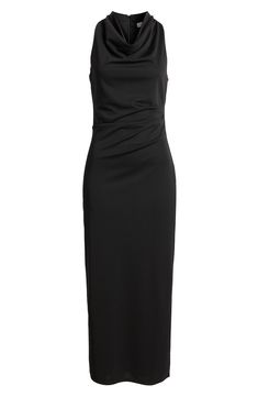 Steal the show in this drapey crepe cocktail dress designed with shapely pleating at the sides and a slouchy cowl neckline. Slips on over head Cowl neck Sleeveless Lined 100% polyester Machine wash, dry flat Imported Cowl Neck, Nordstrom Dresses, Designer Dresses, Cocktail Dress, Nordstrom, Black