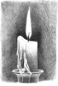 a drawing of a candle on a plate