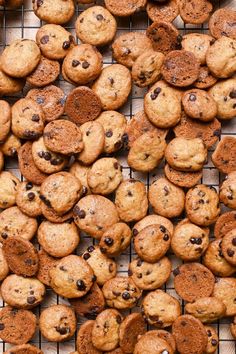 chocolate chip cookies and muffins on a cooling rack