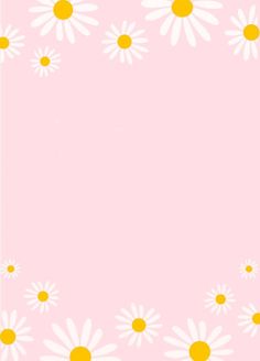 a pink background with white daisies and yellow dots in the center is an empty rectangle