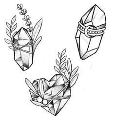 three different types of tattoos with flowers and leaves on them, one in the shape of an origami