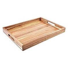 a large wooden tray with handles