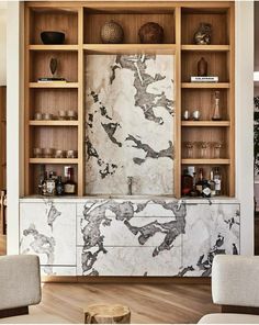 a marble counter top in a living room