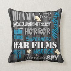 a black pillow with blue writing on it that says, drama and fantasy written in different languages