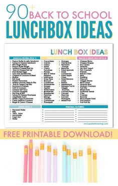 lunch box ideas for back to school with free printables