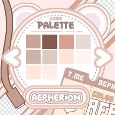 the color palettes are in different colors and shapes, including brown, pink, beige and