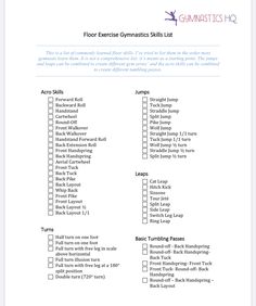 a printable flooring checklist with the words flooring gymnastics list on it